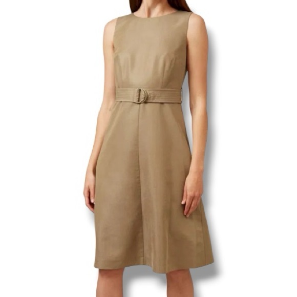 Hobbs London Ella Fit Flare Dress Size 12 Sand Tan - Picture 1 of 13